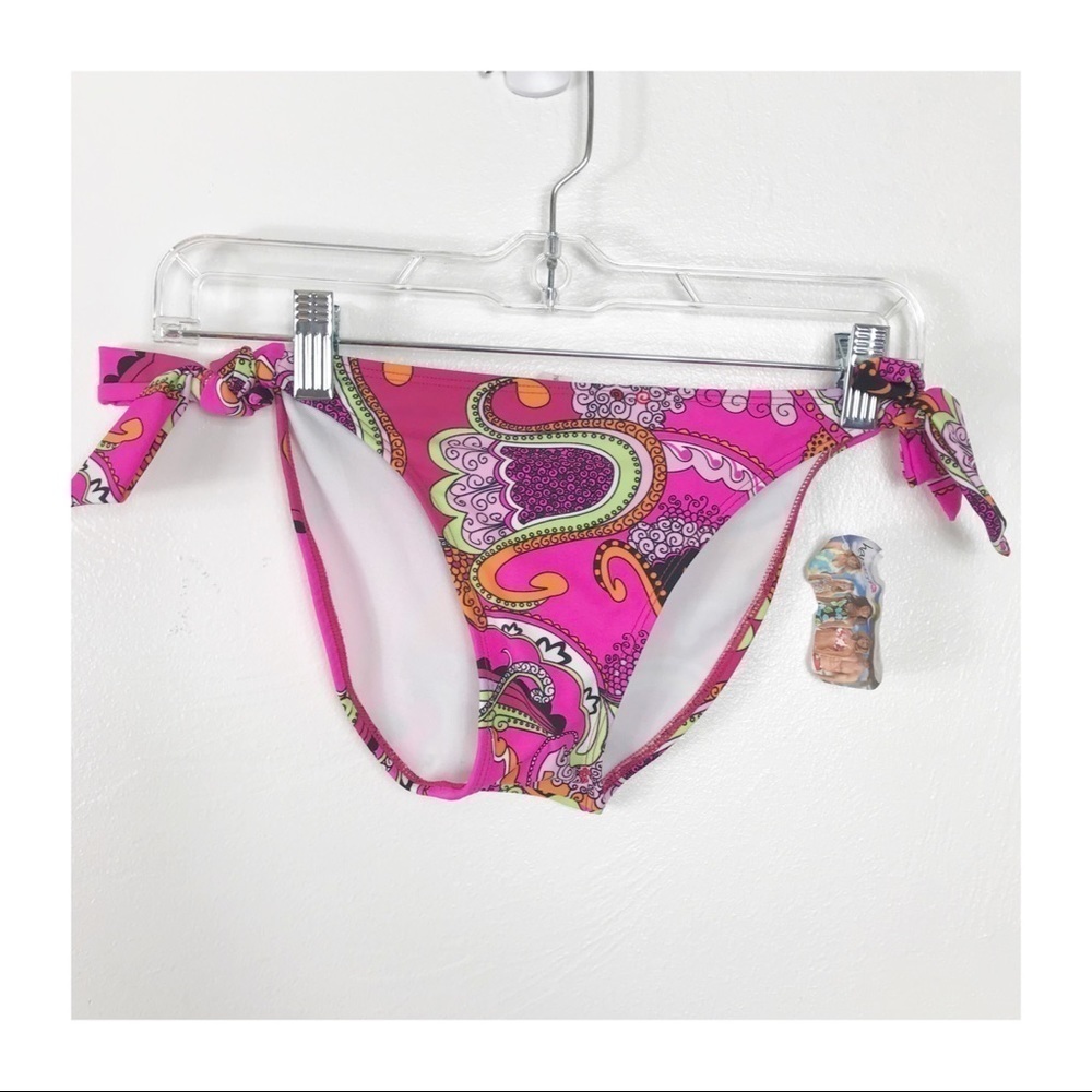 Hapari XS Pink Paisley Tie‎ Sides Bikini Bottom NWT